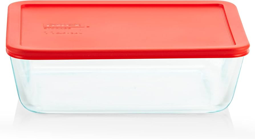 Pyrex Simply Store Glass Food Storage Container, Snug Fit Non-Toxic Plastic BPA-Free Lids, Freeze... | Amazon (US)