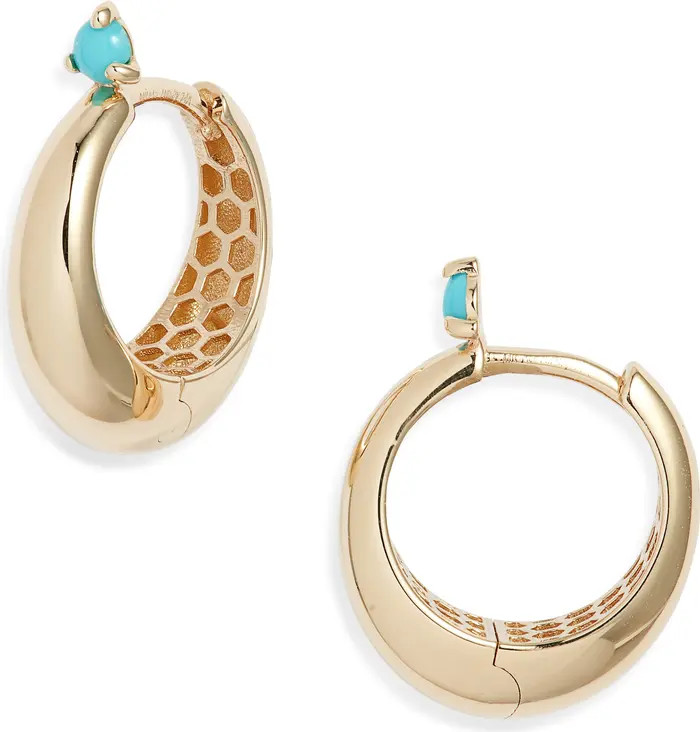 Turquoise Stud Huggie Hoop Earrings | Nordstrom