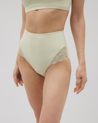 High-Waist Brief Panty with Lace | SOMA