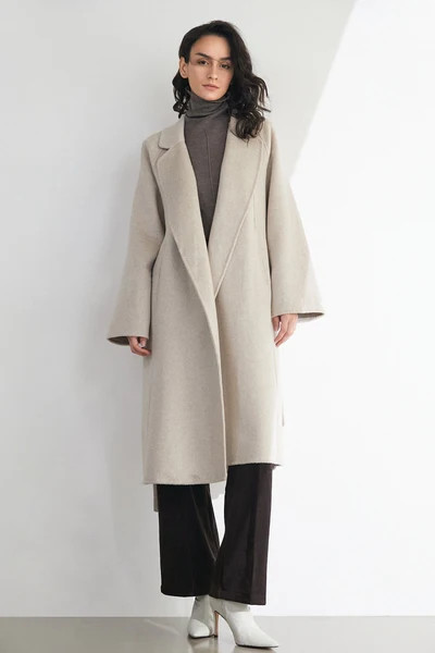 Araminta Linen 100% Wool Single-Breasted Coat | J.ING