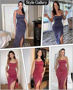 Popilush Cocktail Dresses for Women | Shapewear, Sparkly, Tummy Control, Square Neck | Amazon (US)