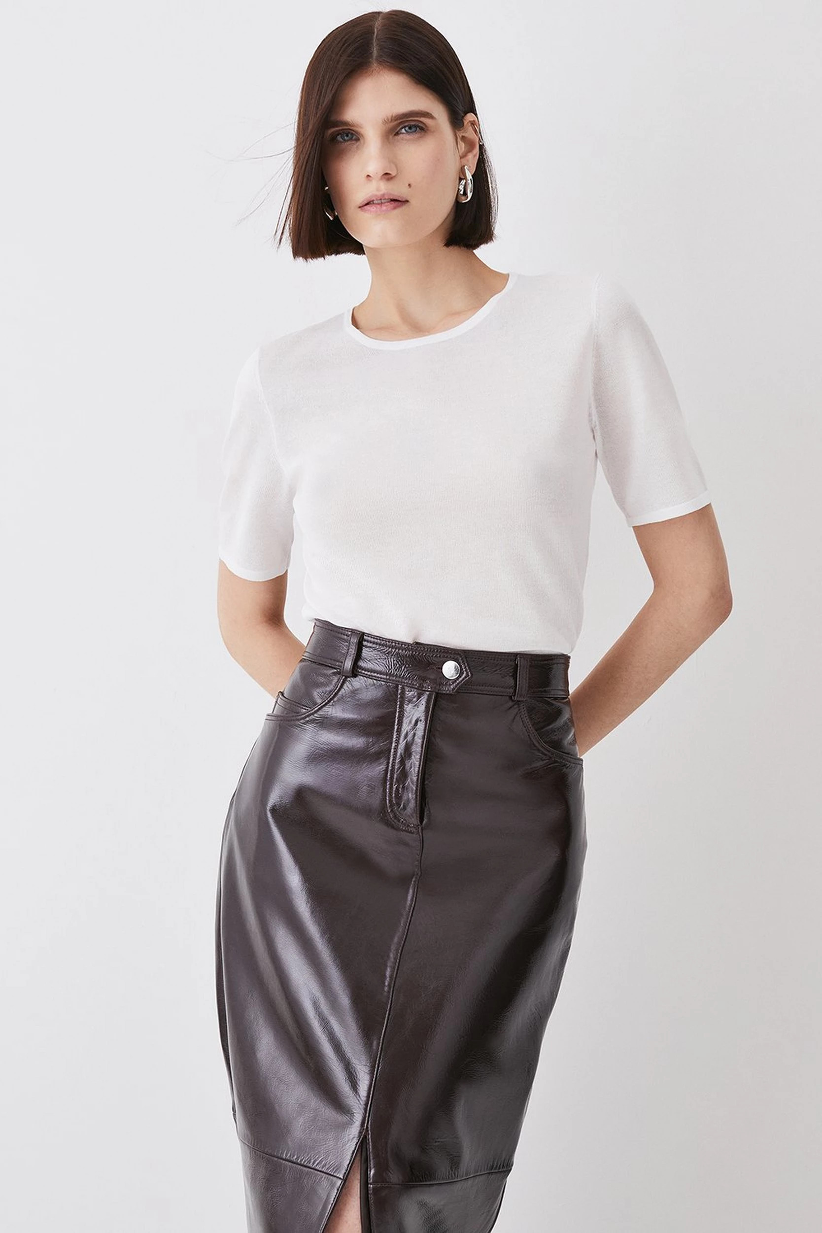 Lightweight Knitted Short Sleeve T-shirt | Karen Millen UK + IE + DE + NL