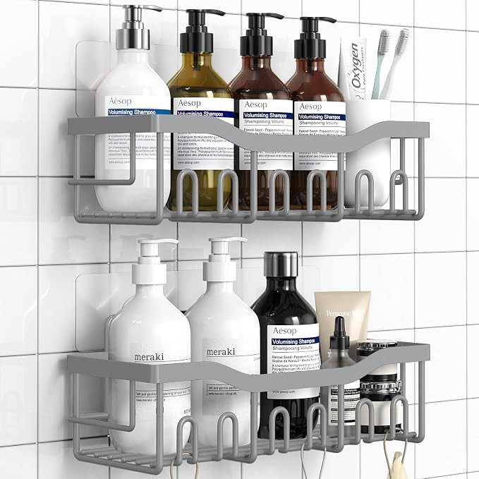 EUDELE Shower Caddy 2 Pack, Adhesive Shower Organizer for Home Decor & Kitchen Storage, No Drilli... | Amazon (US)