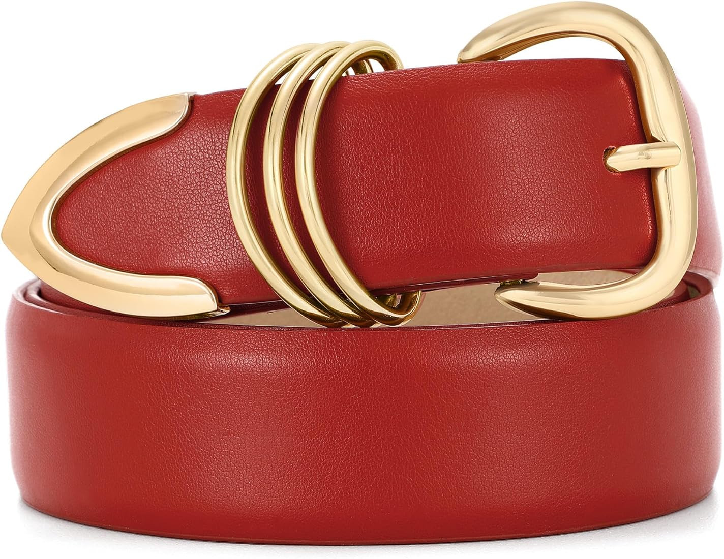 WHIPPY Women Leather Belts for Jeans Pants Dress Fashion Gold Buckle Ladies Waist Belt Casual Wom... | Amazon (US)