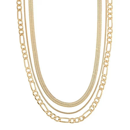 Believe by Brilliance - Women s 14kt Gold Flash Plated Triple Layer Necklace Set | Walmart (US)