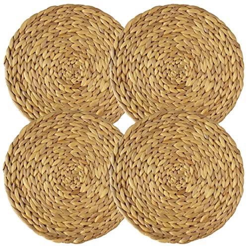 MadeTerra Set of 4 Pack Rustic Placemats, 13'' Natural Water Hyacinth Decorative Round Dinnerware... | Walmart (US)