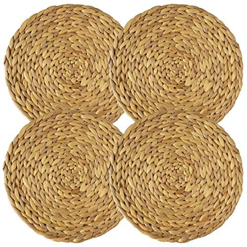 MadeTerra Set of 4 Pack Rustic Placemats, 13'' Natural Water Hyacinth Decorative Round Dinnerware... | Walmart (US)