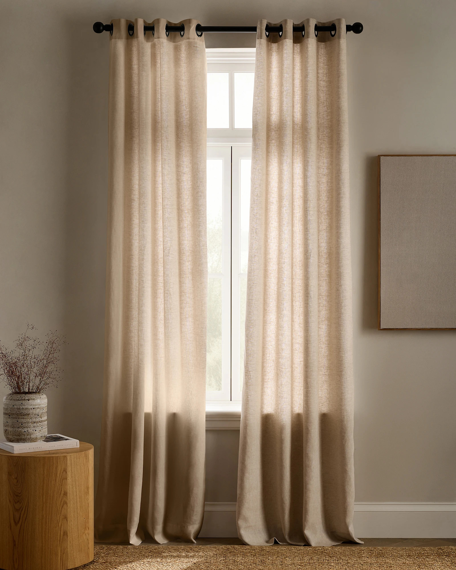 Quince | European Linen Grommet Curtain in White, Size 48x96 | Quince