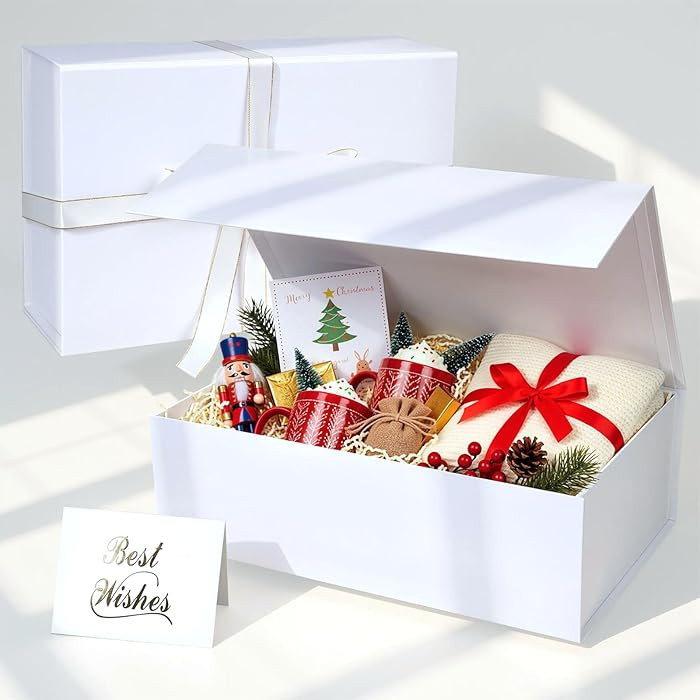 VGOODALL White Gift Box, 14x8.7x4.3 inches Gift Boxes For Presents With Lids and Magnetic Closure... | Amazon (US)