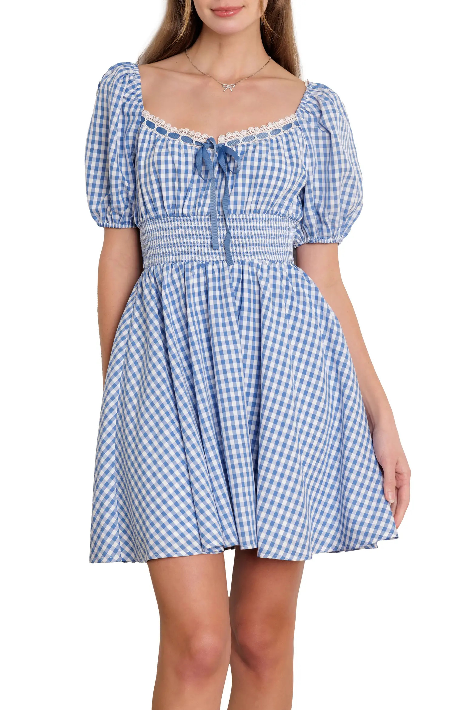Gingham Puff Sleeve Minidress (Women) | Nordstromrack | Nordstrom Rack