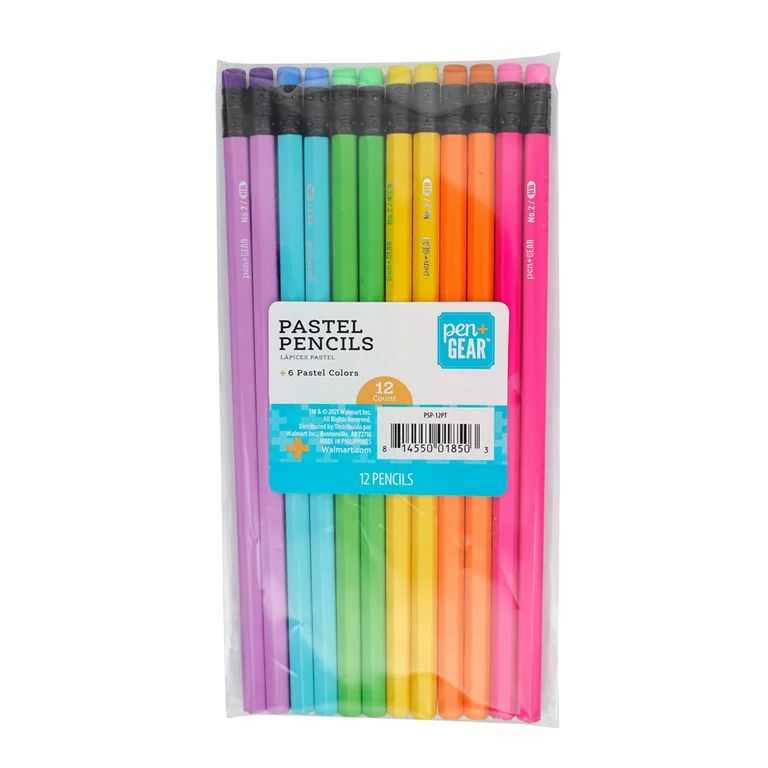 Pen+Gear No. 2 Wood Pencils, Pastel, 12 Count | Walmart (US)