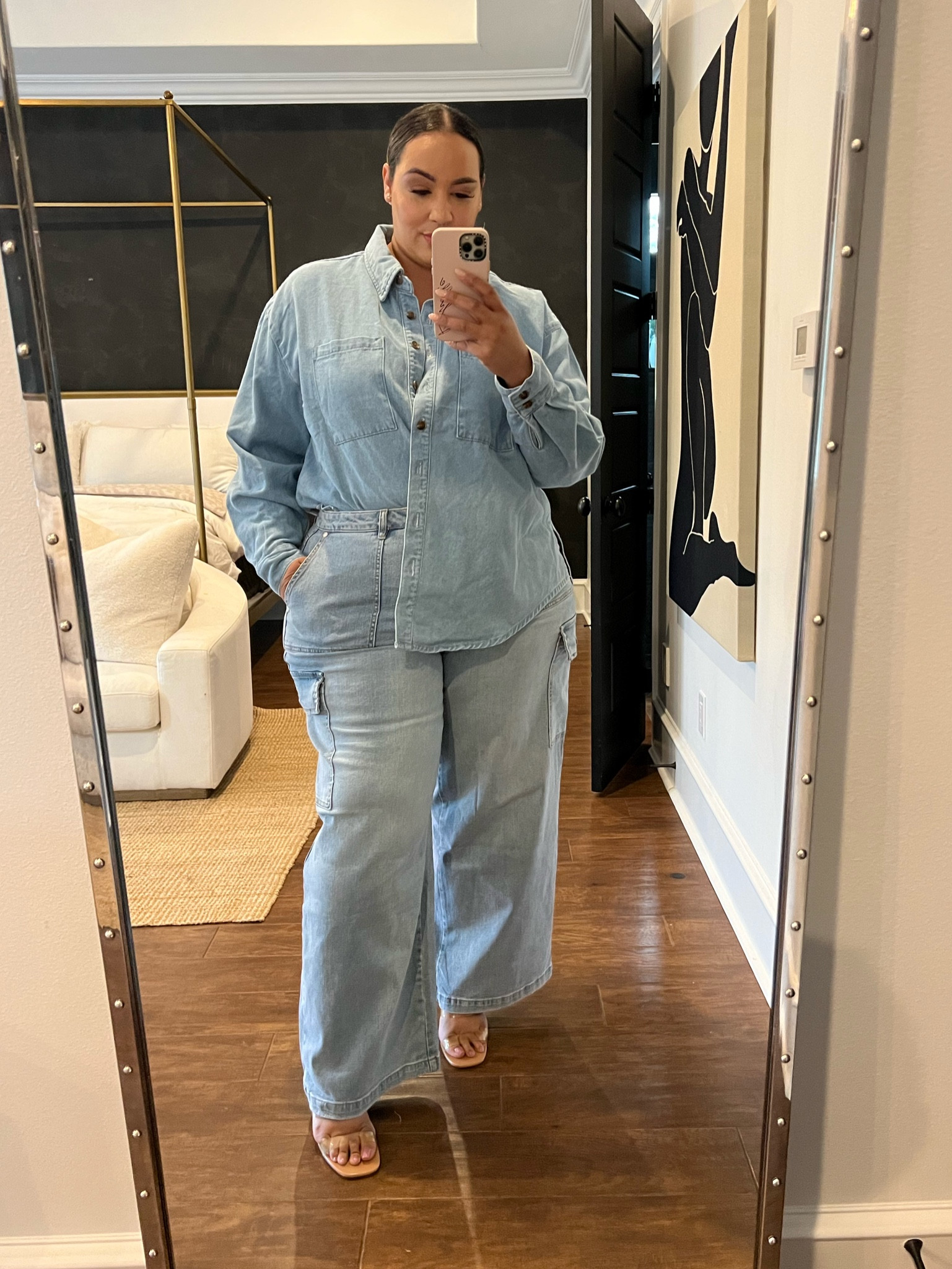 Denim under 50 cargo jeans curvy curve plus plus size body positive size 20 size 2X eloquii walmart casual 