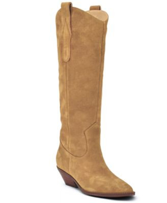 Nine West Women's Asken Western Block Heel Dress Boots - Black Leather | Macy's