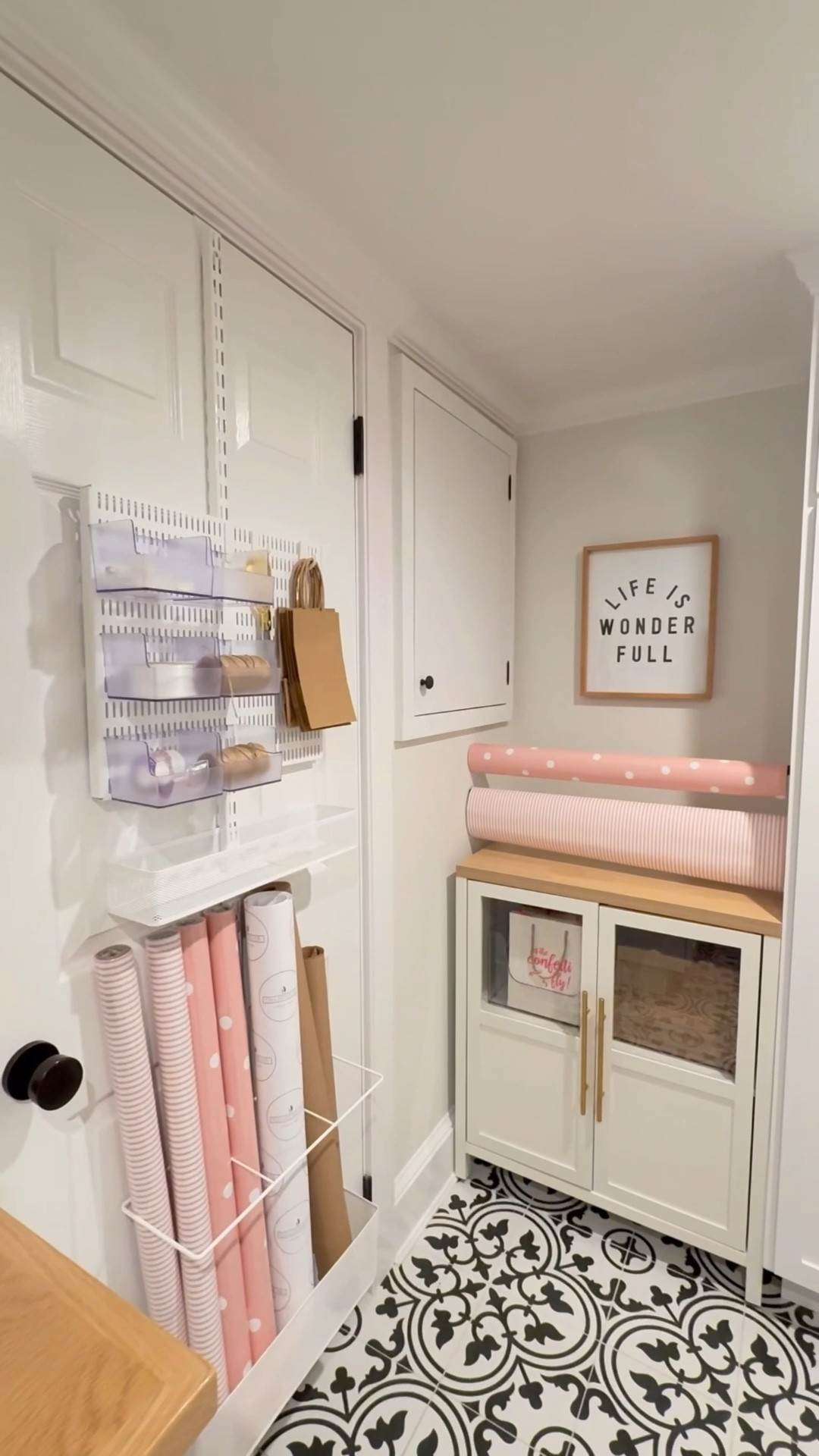 With just a few smart pieces, you can transform any space into something that works for you! ✨This little spot went from useless to something satisfying-and now it’s the perfect little gift wrapping station!

#LTKHome #LTKSeasonal