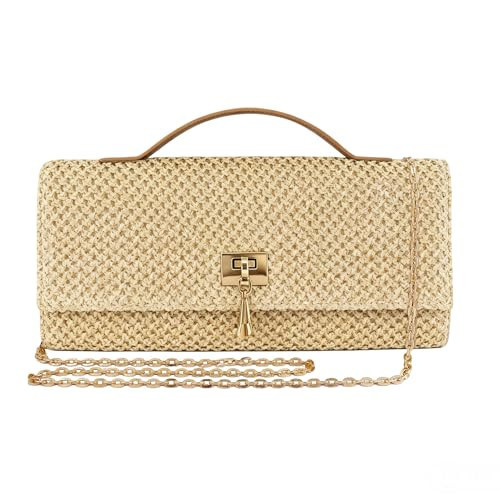 GIFIKOI Straw Clutch Purse Shoulder Crossbody Bag Envelope Purse Raffia Trendy Handbag for Summer Beach Travel | Amazon (US)