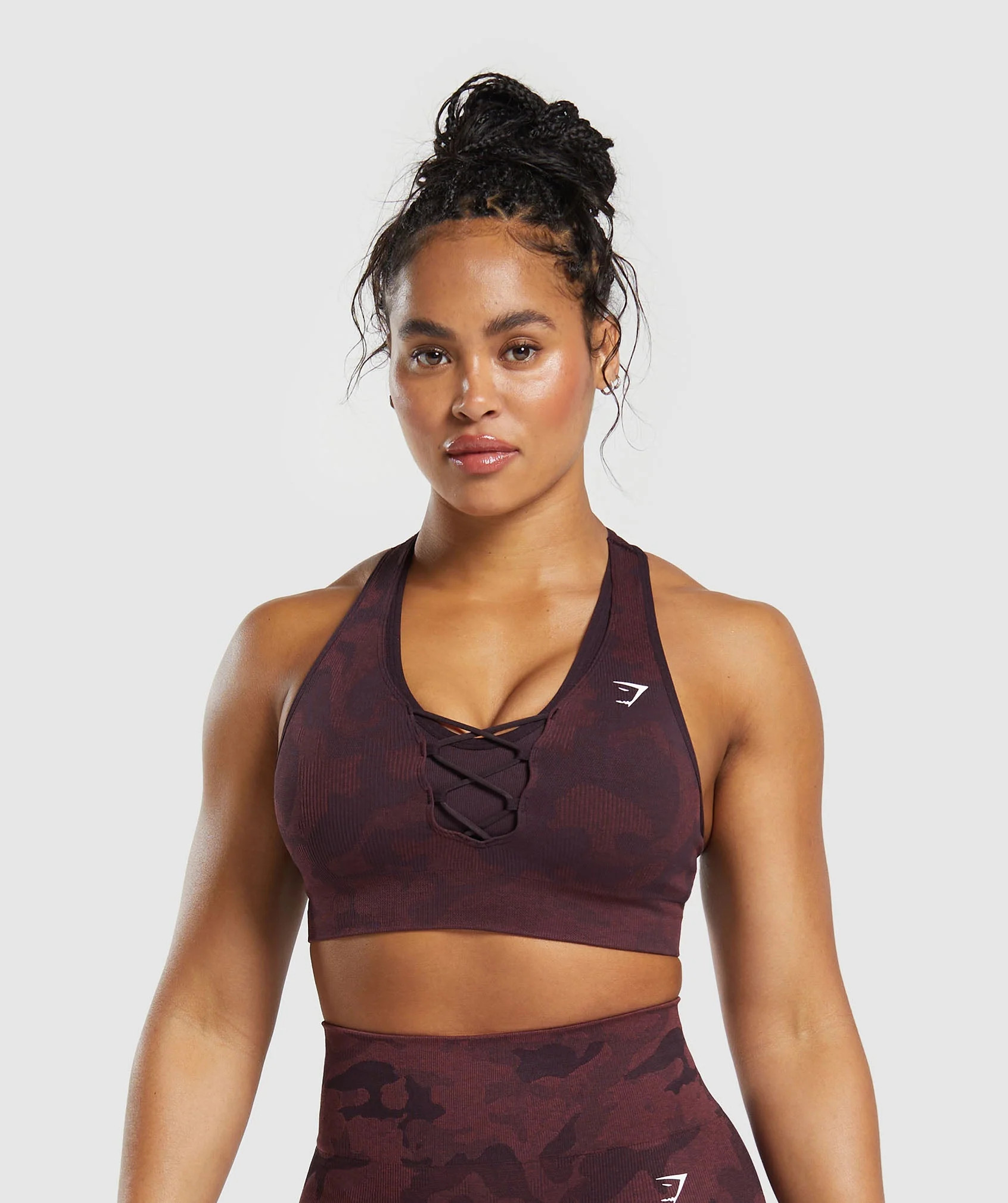 Gymshark Adapt Camo Seamless Sports Bra - Plum Brown/Burgundy Brown | Gymshark US