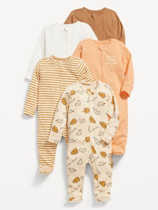 Unisex 2-Way-Zip Footie Sleep & Play One-Piece 5-Pack for Baby | Old Navy (US)