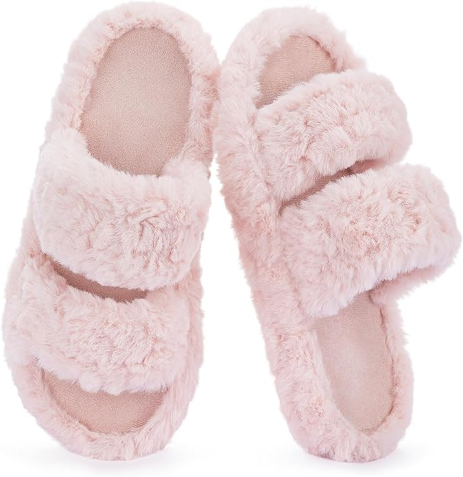 RockDove Women’s Pluffie Slippers with Arch Support & Memory Foam, Cozy Faux Fur Open Toe House... | Amazon (US)