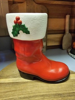 Vintage Christmas Ceramic Santa Cowboy Boot Vase Decor Figure Planter | eBay US