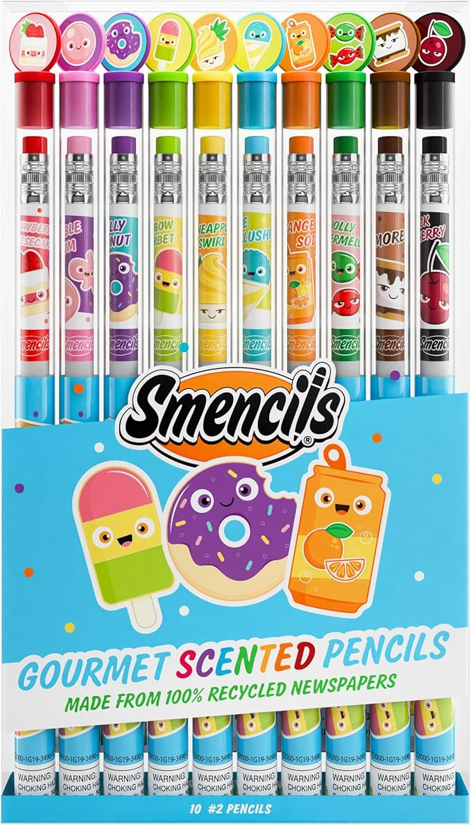 Smencils - Patented Gourmet Scented Graphite HB #2 Pencils Made from Recycled Newspapers, 10 Coun... | Amazon (US)