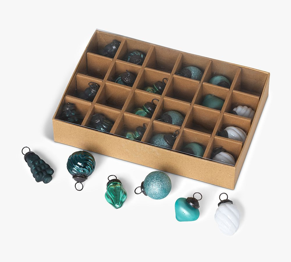 Mini Vintage Teal Ornaments - Set of 24 | Pottery Barn (US)