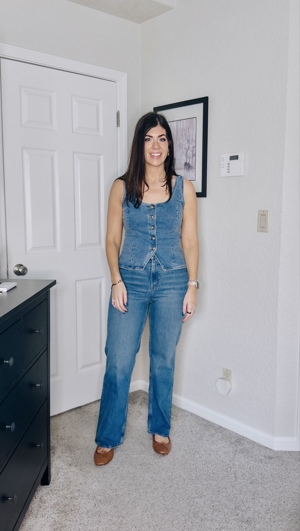 Abercrombie try on- CODE: DENIMAF
Denim vest- medium (has stretch)
Relaxed denim- 29 curvy long 

#LTKOver40 #LTKMidsize #LTKSaleAlert