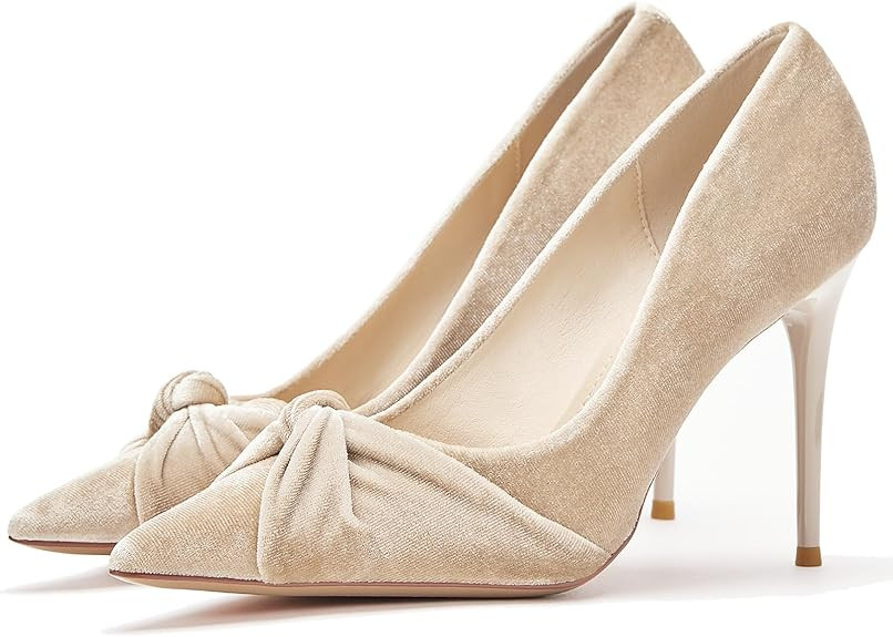 stylewe Velvet Heels for Women, Dressy High Heels with Twist Bow Knot, Stiletto Heels for Women | Amazon (US)