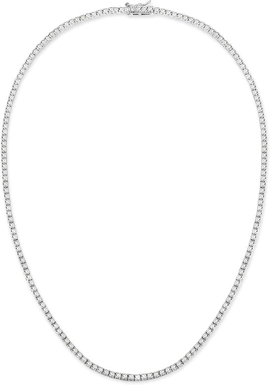 Gemsme 18K White/Yellow Gold Plated 3.0mm Round Cubic Zirconia Classic Tennis Necklace For Women ... | Amazon (US)