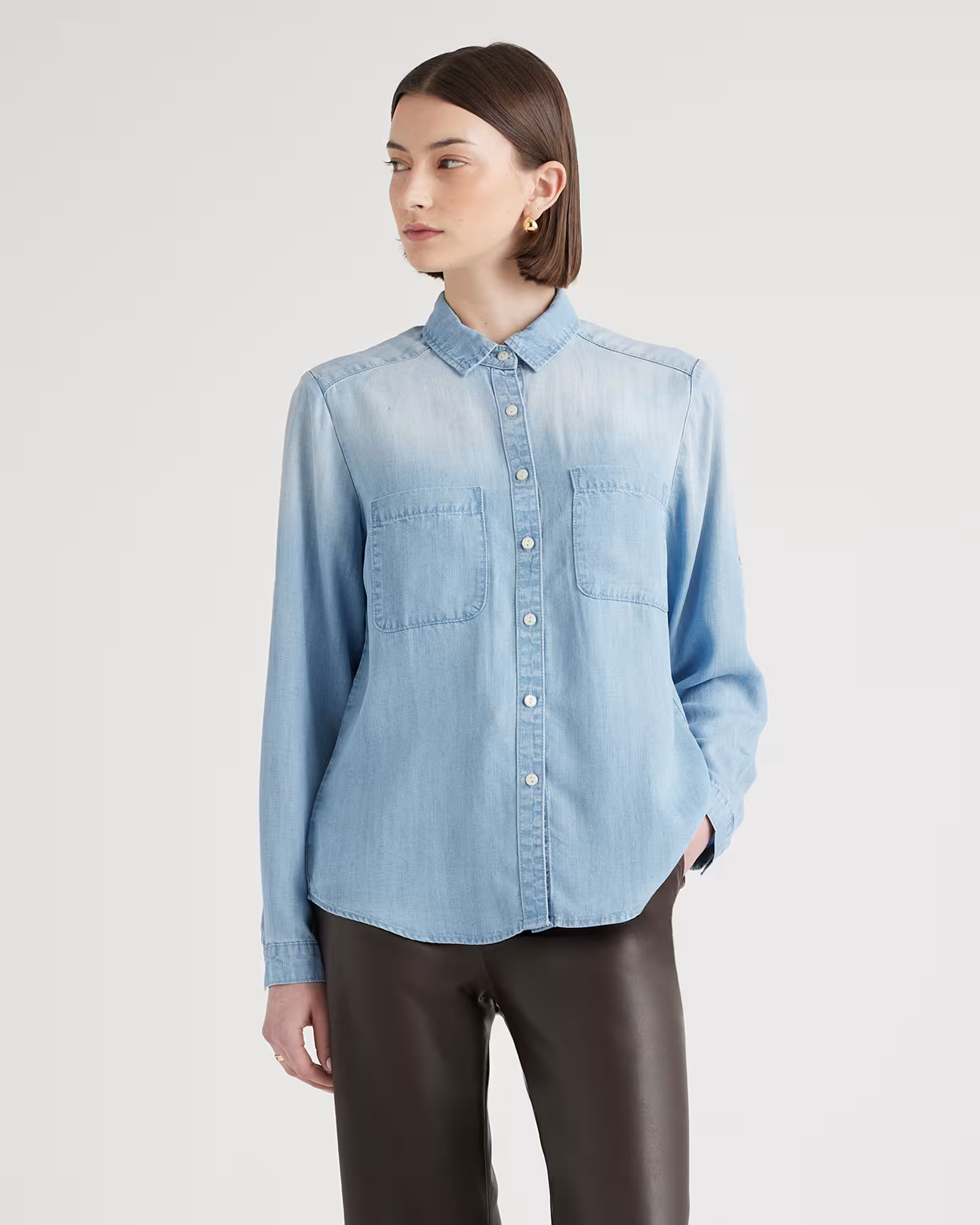 Chambray Tencel Long Sleeve Shirt | Quince