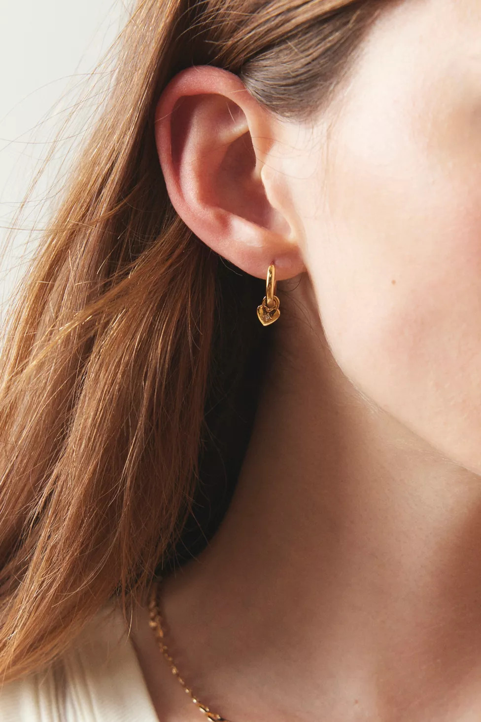 14k Gold Plated Heart Charm Hoop Earring | Urban Outfitters (US and RoW)