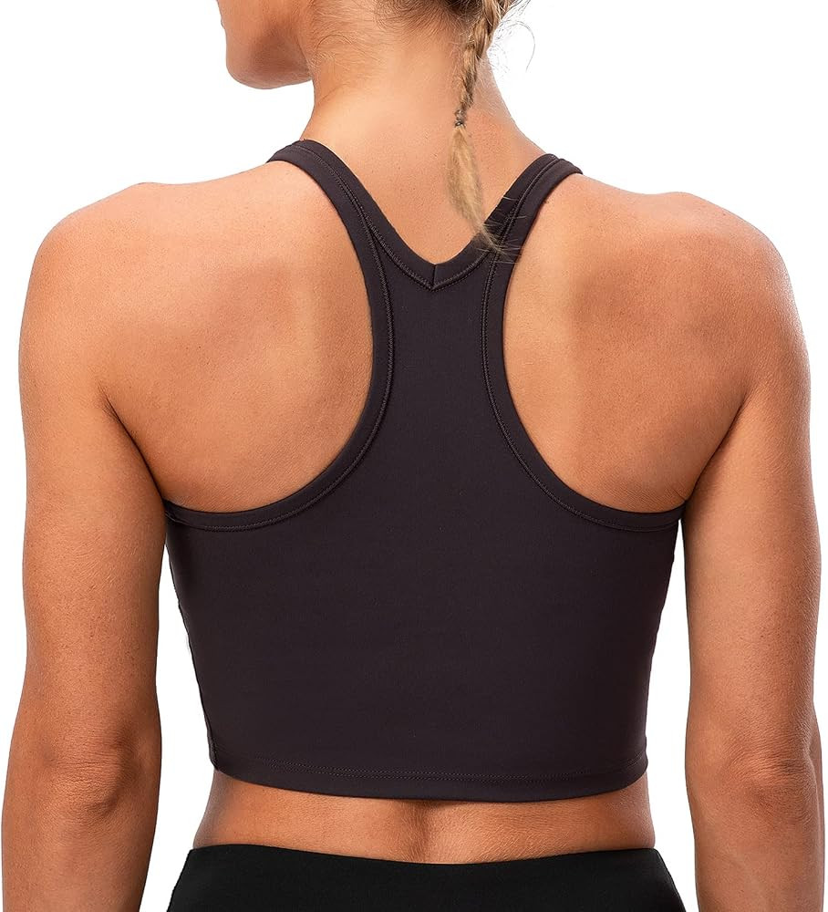 Lavento Women's Racerback Sports Bra Yoga Crop Top with Built in Bra | Amazon (US)