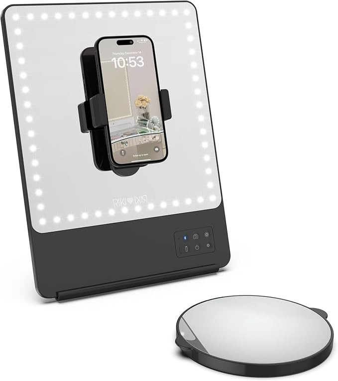 GLAMCOR Riki Skinny Vanity Makeup Mirror with Selfie Function and Magnification Mirror Attachment... | Amazon (US)