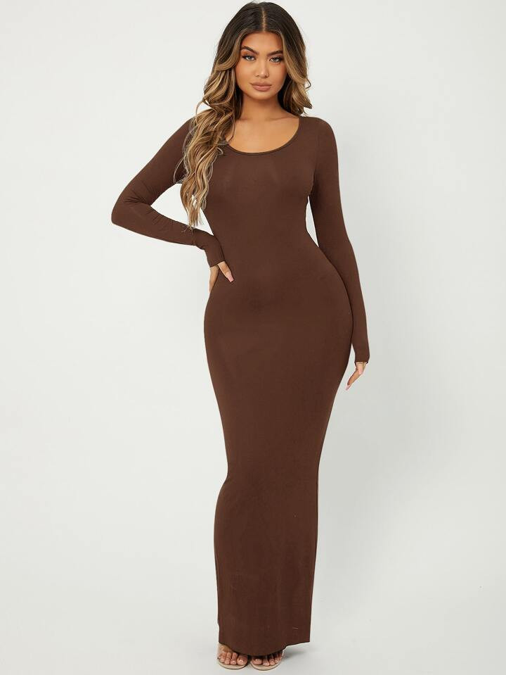 SHEIN SXY Solid Maxi Bodycon Dress | SHEIN