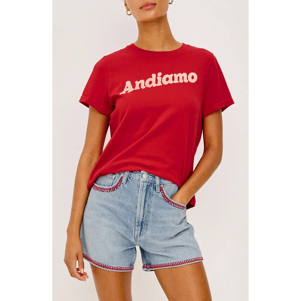 Rails x Giadzy The Classic Crewneck Graphic T-Shirt in Andiamo Tomato at Nordstrom, Size Small | Nordstrom