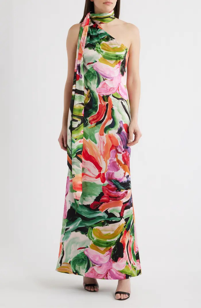 Vince Camuto Abstract Painterly One-Shoulder Cocktail Dress | Nordstrom | Nordstrom