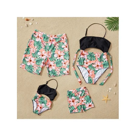 PatPat Hollow Floral Print Family Swimsuits Women Men Boy Girl Beach Swimwear | Walmart (US)