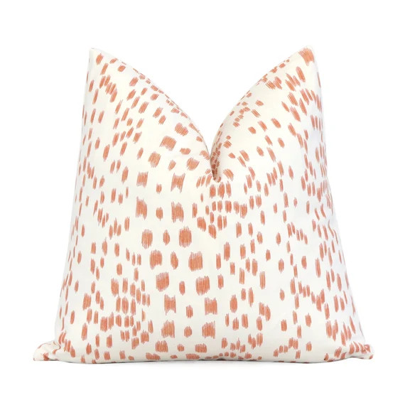 Brunschwig Fils Les Touches Tangerine Orange White Decorative Designer Pillow with Zipper, Square... | Etsy (US)