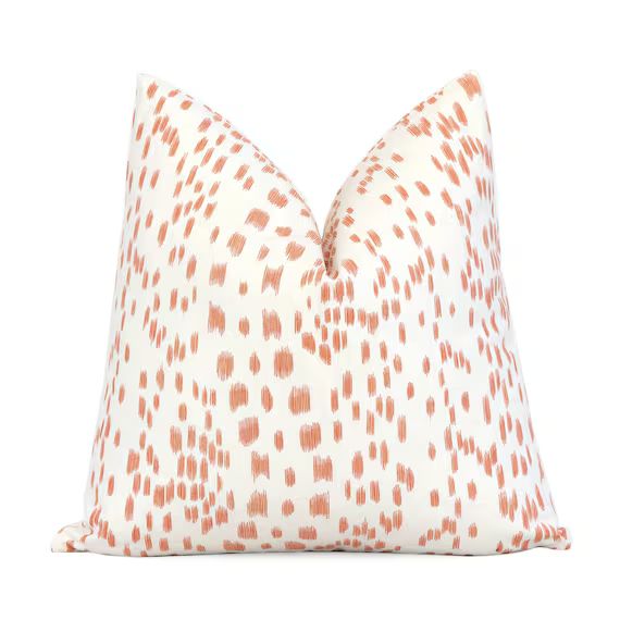 Brunschwig Fils Les Touches Tangerine Orange White Decorative Designer Pillow with Zipper, Square... | Etsy (US)
