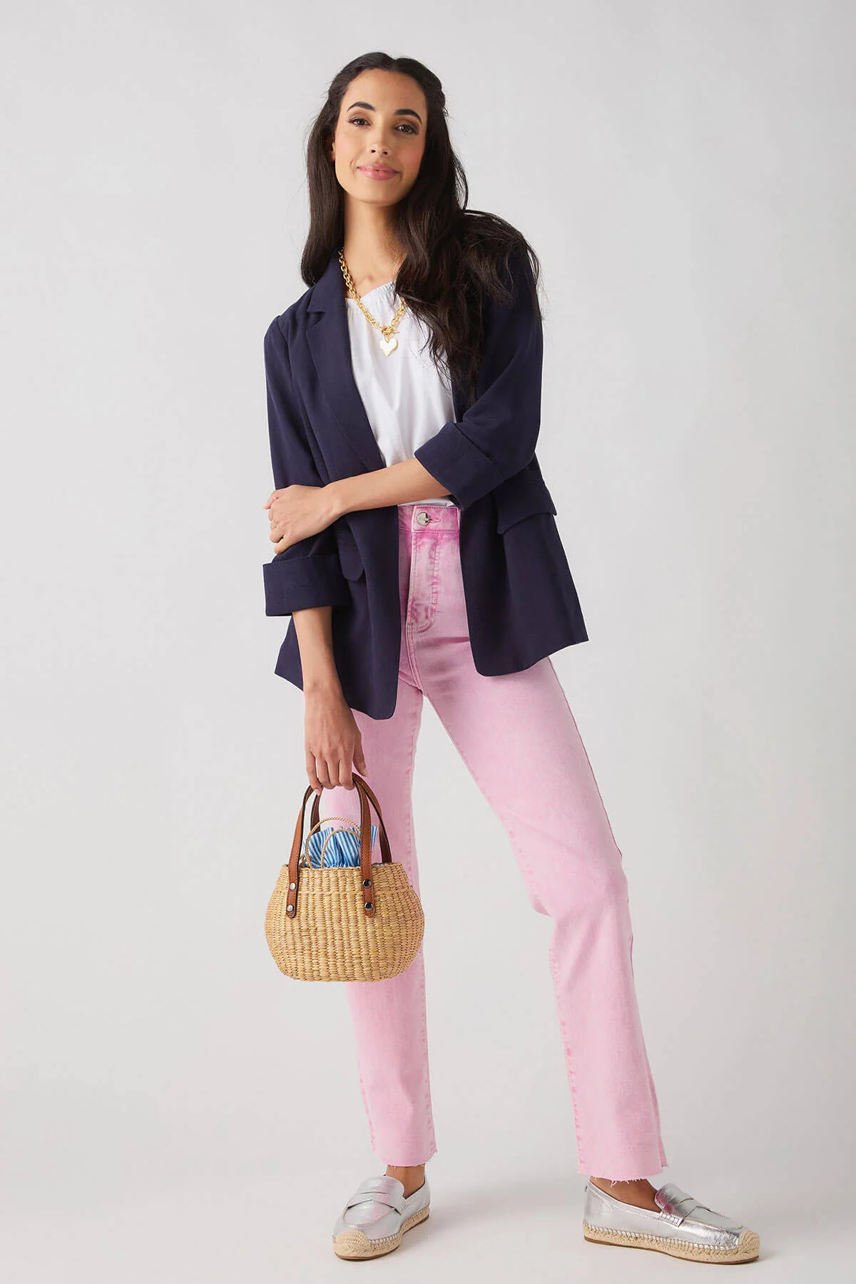 Risen Pink Straightleg Jeans | Social Threads