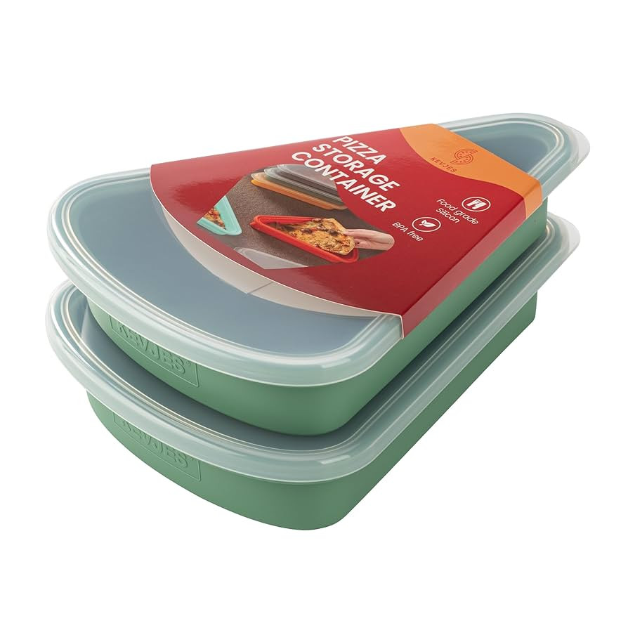 2-Pack Reusable Silicone Leftover Pizza Slice Storage Container with Air-tight Lids-BPA Free,Fits... | Amazon (US)