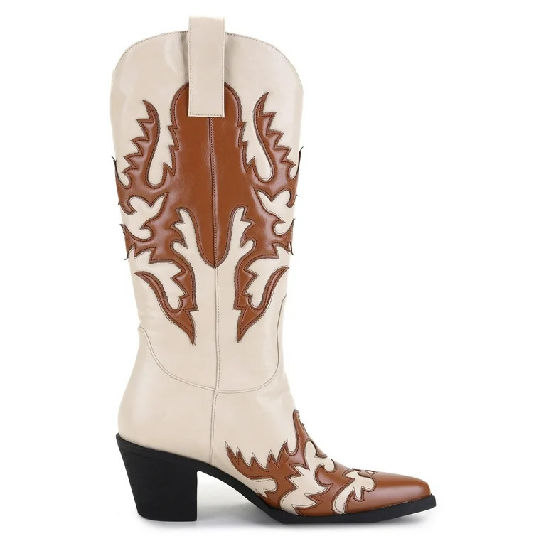 Ferwind Women's Cowboy Boots Western Knee-High Stiches and Pull-on Female Adult Burgundy/Ivory  7... | Walmart (US)