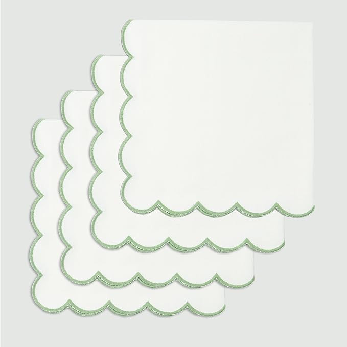 PurpleEssences Scalloped Embroidery Cloth Napkins Table Decor Spring 100% Cotton Set of 4-18 x 18... | Amazon (US)