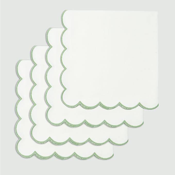 Scalloped Embroidery Cloth Napkins Table Decor Spring Cotton Set of 4-18 x 18 inch - White Edges-... | Amazon (US)