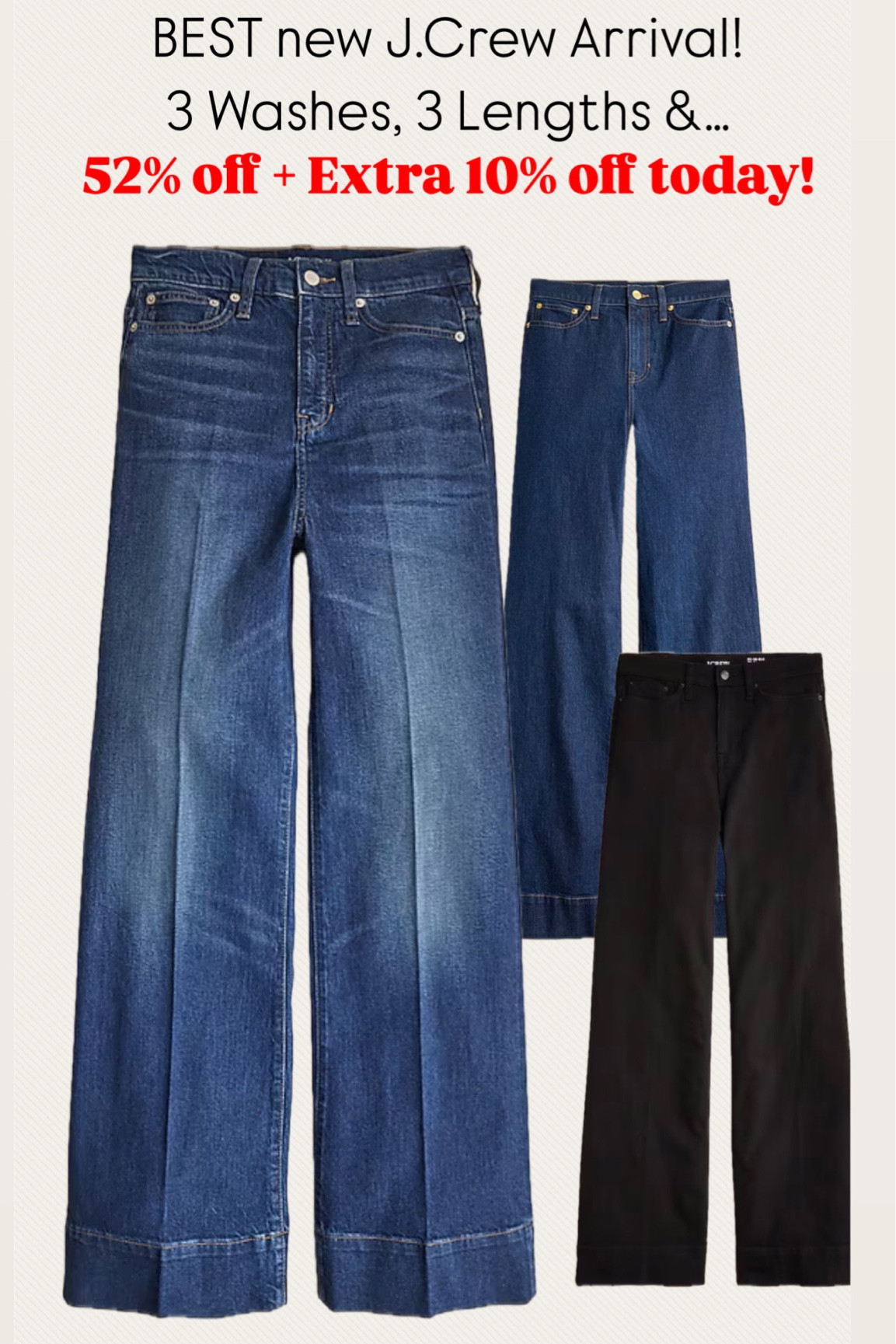 Best new J.Crew Arrival Jeans!  52% off + EXTRA 10% off today!  Available in 3 washes & regular, petite & tall lengths

#LTKOver40 #LTKStyleTip #LTKSaleAlert