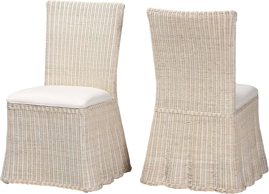 Bali & pari Sara Natural Rattan 2-Piece Dining Chair Set - Handwoven Wicker Accent Chair with Sca... | Amazon (US)