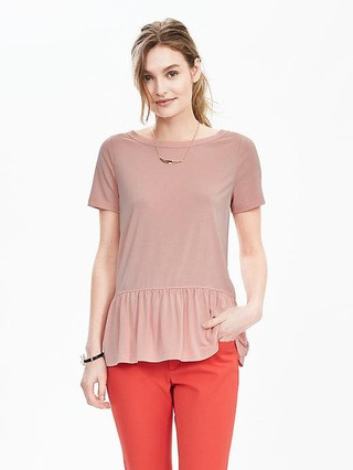 Short-Sleeve Peplum Top | Banana Republic US