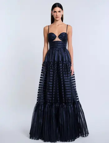 BCBGMAXAZRIA Stripe Organza Gown | Nordstrom | Nordstrom