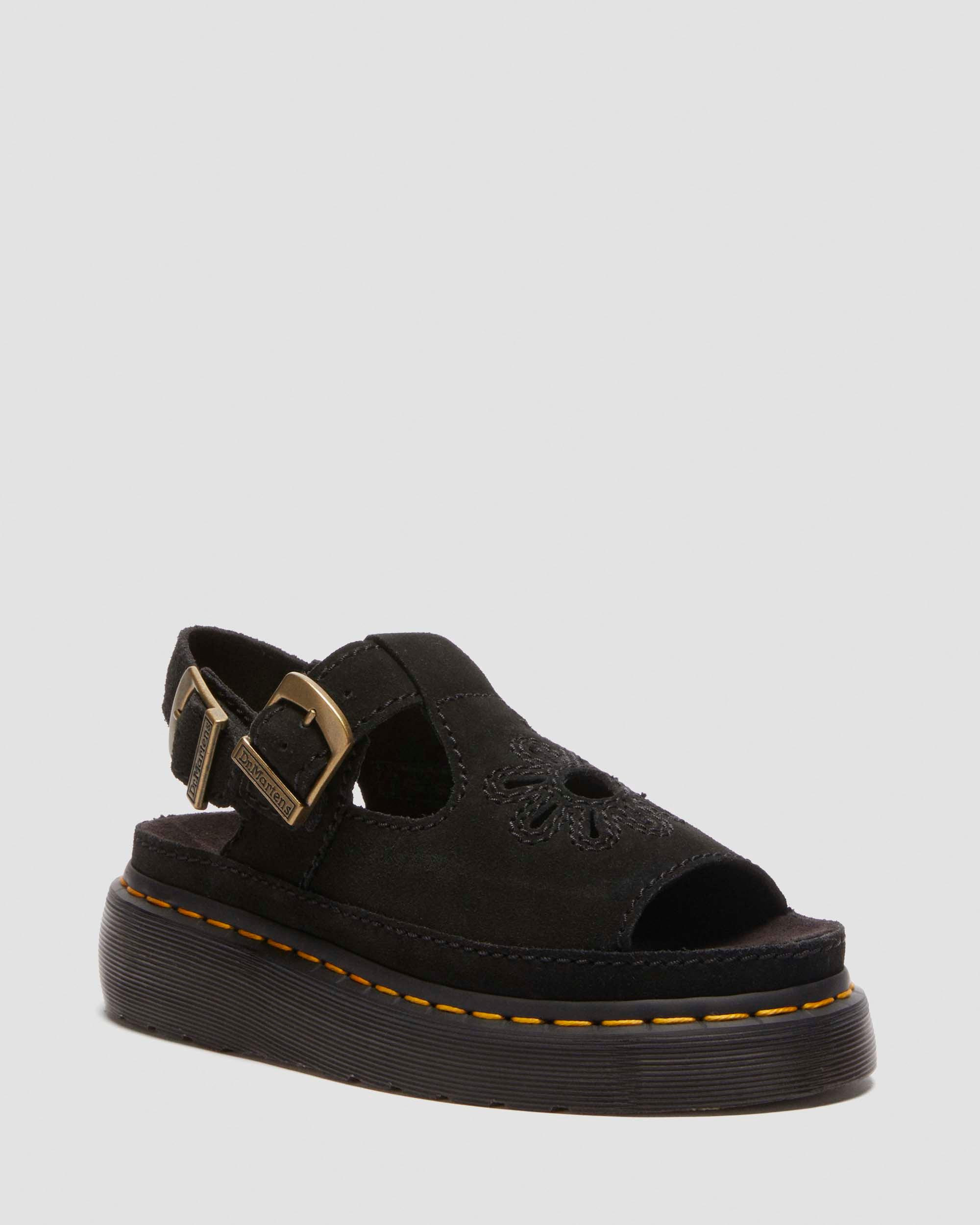 Dunnet Flower Buttersoft leather sandals in Black | Dr. Martens | Dr. Martens