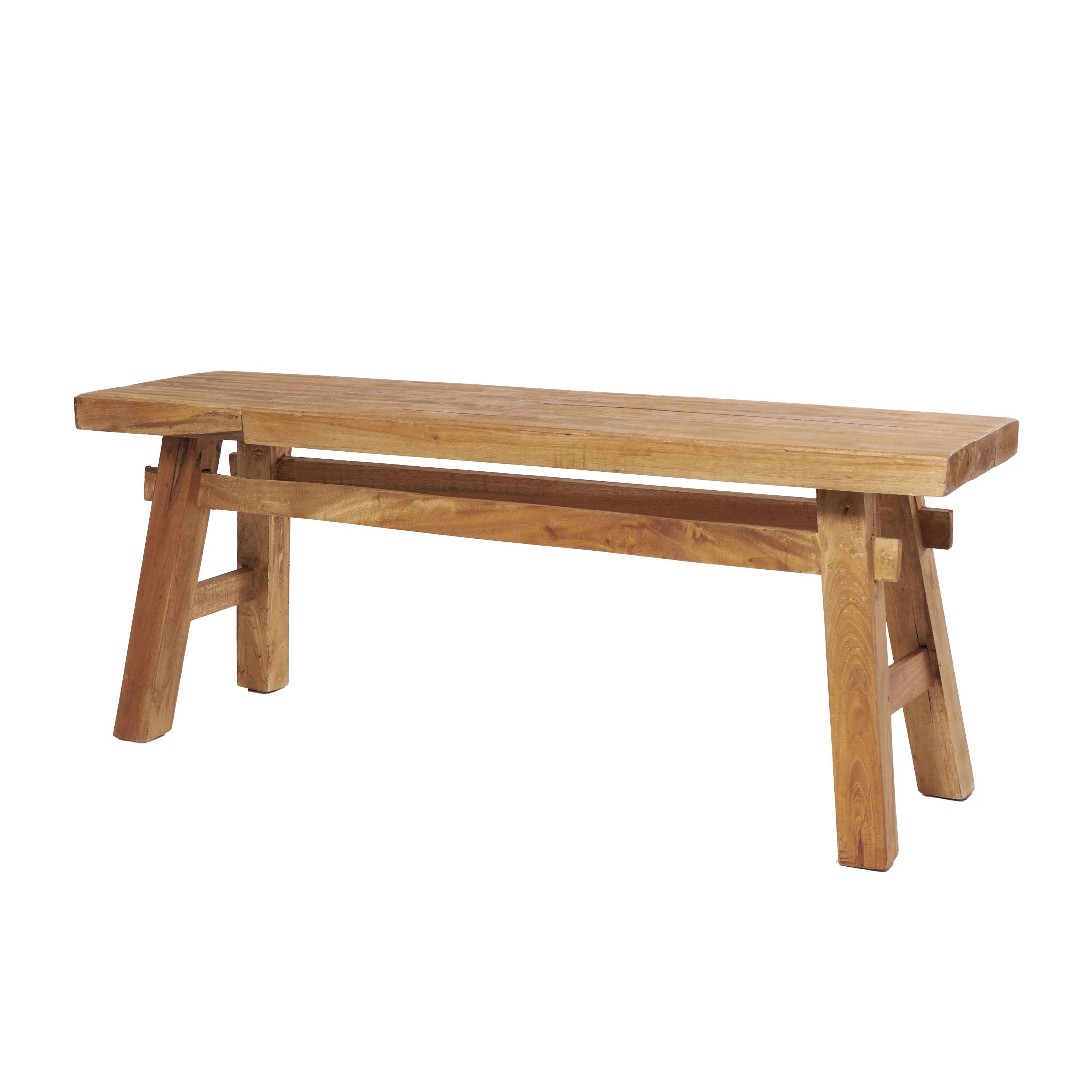 DecMode Wood Handmade Distressed Bench with High Trestle Legs, Brown | Walmart (US)