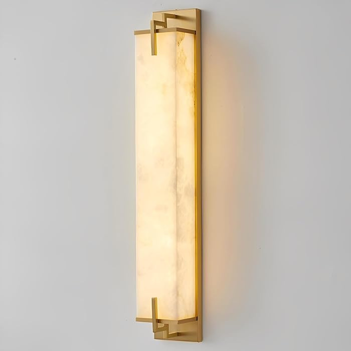 Modern Marble Wall Sconce Natural Alabaster Sconce Bedroom White Stone Wall Mount Lamp Brass Wall... | Amazon (US)